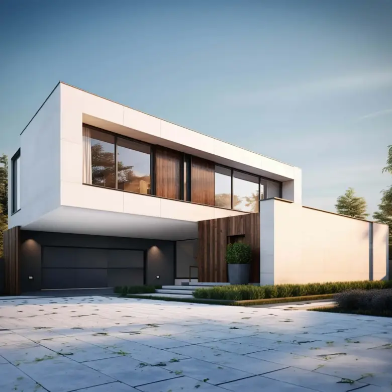 Luxury modern villa exterior with pool in Spain